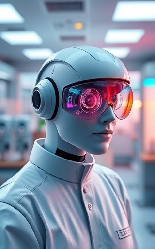 advanced review upgrade, futuristic, integrating AI tools, photorealistic, sleek laboratory with cutting-edge technology, highly detailed, holographic displays adjusting in real-time, 50mm lens, metallic hues, artificial intelligence lighting, shot with a Panasonic Lumix S1