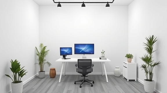 creative social media content, imaginative design, editing visuals, photorealistic, minimalist room with a digital workspace, highly detailed, dynamic visual effects, ultra-sharp clarity, monochromatic theme, soft studio lighting, shot with a 100mm lens.